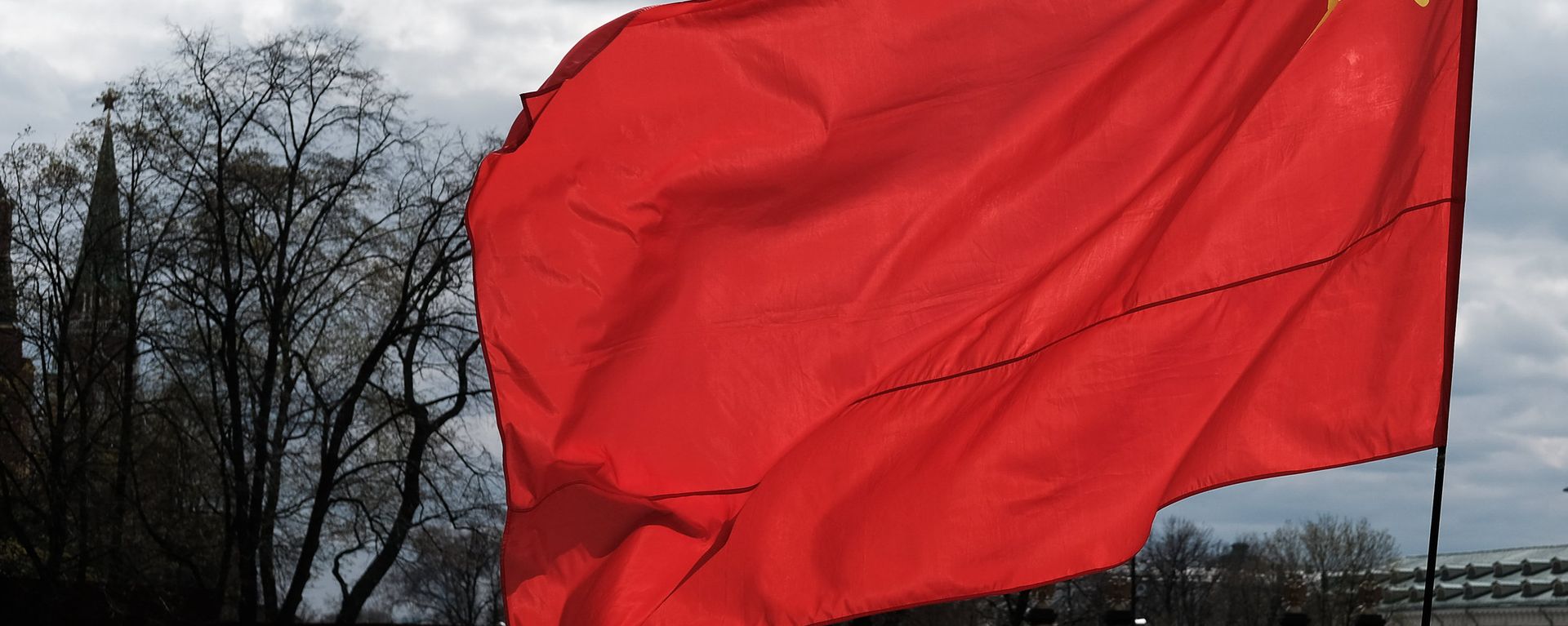 A man with a flag of the Union of Soviet Socialist Republics on Manezhnaya Square in Moscow. - Sputnik International, 1920, 24.12.2021
