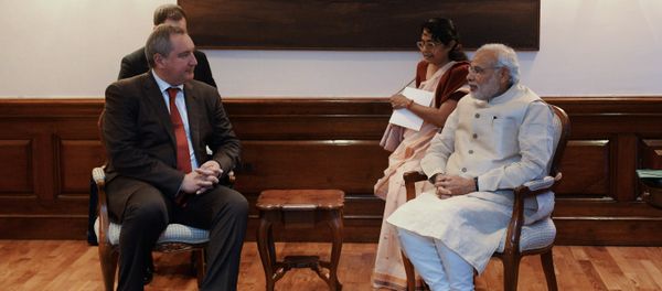 Russian Deputy Prime Minister Dmitry Rogozin, left, and Indian Prime Minister Narendra Modi during talks in New Delhi. File photo Russian Deputy Prime Minister Dmitry Rogozin, left, and Indian Prime Minister Narendra Modi during talks in New Delhi. File photo - Sputnik International