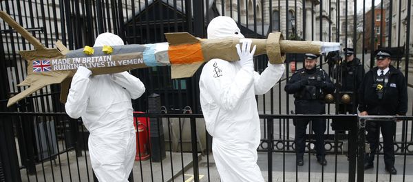 Amnesty International members protest by carrying a mock up of a missile, against the British Government's continued sale of arms to Saudi Arabia outside Downing Street in London, Friday, March,18, 2016 Amnesty International members protest by carrying a mock up of a missile, against the British Government's continued sale of arms to Saudi Arabia outside Downing Street in London, Friday, March,18, 2016 - Sputnik International