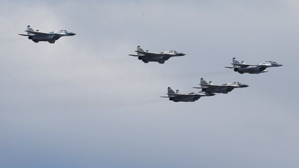 MiG-29 SMT aircraft at the rehearsal of the aerial part of the military parade to mark the 70th anniversary of Victory in 1941-1945 Great Patriotic War - Sputnik International