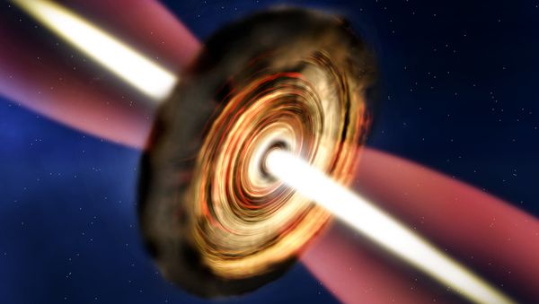 Artist’s impression of the disc and outflow around the massive protostar G11.92–0.61 MM1 Artist’s impression of the disc and outflow around the massive protostar G11.92–0.61 MM1 - Sputnik International