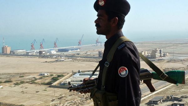 A Pakistan security personnel stands guard near the the Beijing-funded megaport of Gwadar, in southwestern Pakistan A Pakistan security personnel stands guard near the the Beijing-funded megaport of Gwadar, in southwestern Pakistan - Sputnik International