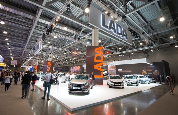LADA pavilion at the 2016 Moscow International Automobile Salon at Crocus Expo in Moscow. AvtoVaz has significantly expanded its lineup of contemporary car designs in recent years. LADA pavilion at the 2016 Moscow International Automobile Salon at Crocus Expo in Moscow. AvtoVaz has significantly expanded its lineup of contemporary car designs in recent years. - Sputnik International