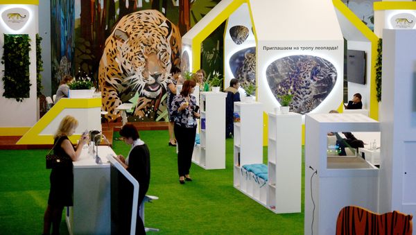 The Far Eastern Leopard stand at the Eastern Economic Forum in Vladivostok The Far Eastern Leopard stand at the Eastern Economic Forum in Vladivostok - Sputnik International