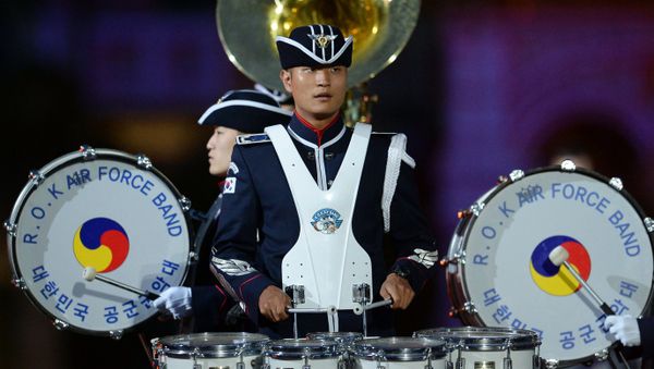 The Republic of Korea Air Force Band at the opening of the Spasskaya Tower International Military Music Festival in Red Square, Moscow. The Republic of Korea Air Force Band at the opening of the Spasskaya Tower International Military Music Festival in Red Square, Moscow. - Sputnik International