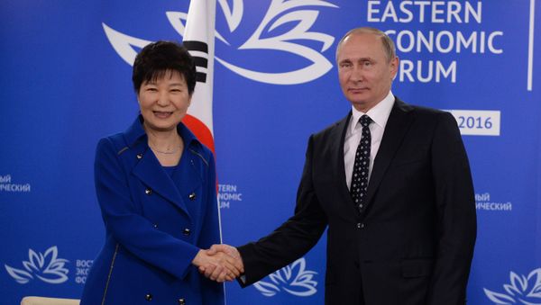 September 3, 2016. Russian President Vladimir Putin during a meeting with South Korean President Park Geun-hye as part of the Eastern Economic Forum. September 3, 2016. Russian President Vladimir Putin during a meeting with South Korean President Park Geun-hye as part of the Eastern Economic Forum. - Sputnik International