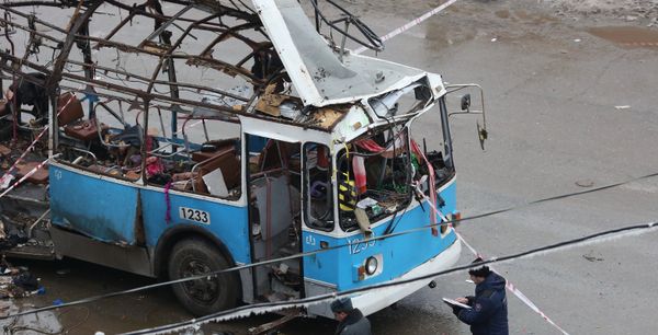 Agents of law enforcement and operative services work at the site of an explosion on a trolleybus near Kachinsky Market in Volgograd. (File) - Sputnik International
