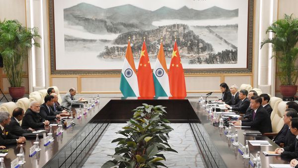 Indian Prime Minister Narendra Modi (3rd L) meets with Chinese President Xi Jinping (center R) at the West Lake State Guest House ahead of G20 Summit in Hangzhou, Zhejiang province, China, September 4, 2016. Indian Prime Minister Narendra Modi (3rd L) meets with Chinese President Xi Jinping (center R) at the West Lake State Guest House ahead of G20 Summit in Hangzhou, Zhejiang province, China, September 4, 2016. - Sputnik International