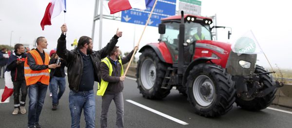 Harbor workers, truck drivers, farmers, storekeepers and residents attend a protest demonstration on the A16 motorway against the migrant situation in Calais, France, September 5, 2016. Harbor workers, truck drivers, farmers, storekeepers and residents attend a protest demonstration on the A16 motorway against the migrant situation in Calais, France, September 5, 2016. - Sputnik International