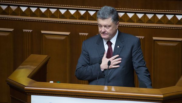 President of Ukraine Petro Poroshenko speaks during a meeting of the Verkhovna Rada in Kiev President of Ukraine Petro Poroshenko speaks during a meeting of the Verkhovna Rada in Kiev - Sputnik International