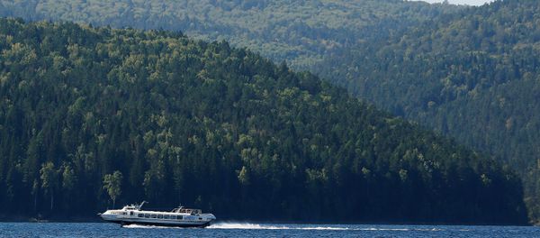A passenger hydrofoil boat sails along the Yenisei River in Taiga district outside the Siberian city of Krasnoyarsk, Russia, September 5, 2016 A passenger hydrofoil boat sails along the Yenisei River in Taiga district outside the Siberian city of Krasnoyarsk, Russia, September 5, 2016 - Sputnik International