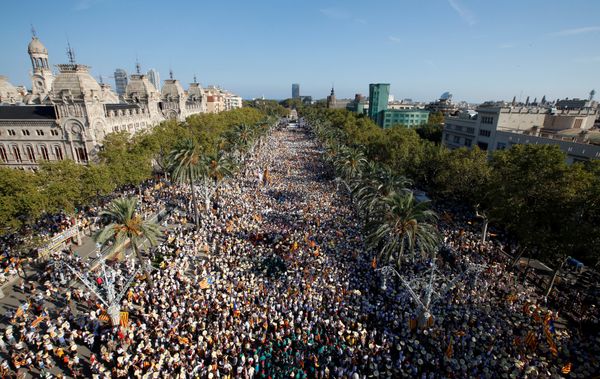 People hold Catalan separatist flags known as Esteladas during a gathering to mark the Catalonia day Diada in central Barcelona, Spain, September 11, 2016. People hold Catalan separatist flags known as Esteladas during a gathering to mark the Catalonia day Diada in central Barcelona, Spain, September 11, 2016. - Sputnik International