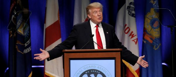 Republican presidential nominee Donald Trump speaks at the National Guard Association of the United States 138th General Conference and Exhibition in Baltimore, Maryland, U.S., September 12, 2016. Republican presidential nominee Donald Trump speaks at the National Guard Association of the United States 138th General Conference and Exhibition in Baltimore, Maryland, U.S., September 12, 2016. - Sputnik International