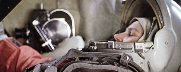 Cosmonaut Valentina Tereshkova inside Vostok spacecraft simulator. - Sputnik International