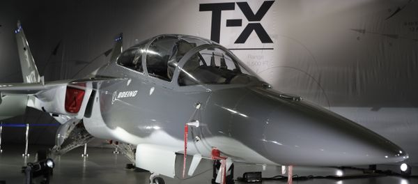 Boeing's T-X aircraft is shown during an event to reveal the proposed trainer Tuesday, Sept. 13, 2016, in St. Louis Boeing's T-X aircraft is shown during an event to reveal the proposed trainer Tuesday, Sept. 13, 2016, in St. Louis - Sputnik International