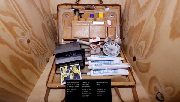 Q'S Bag Of Tricks is displayed during a press presentation of the exhibition The Designing 007: Fifty Years of Bond Style at the Grande Halle de la Villette in Paris, France, April 13, 2016 Q'S Bag Of Tricks is displayed during a press presentation of the exhibition The Designing 007: Fifty Years of Bond Style at the Grande Halle de la Villette in Paris, France, April 13, 2016 - Sputnik International