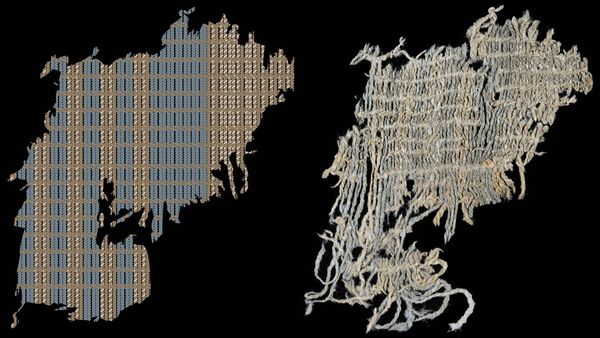 Photograph of specimen 2009.052.01.B found at the site and reconstruction of the original patterns - Sputnik International