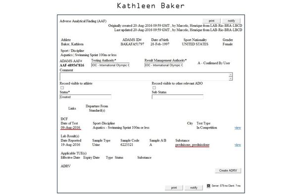 WADA data on Kathleen Baker WADA data on Kathleen Baker - Sputnik International