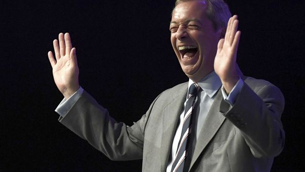 Nigel Farage, the outgoing leader of the United Kingdom Independence Party (UKIP), reacts during the party's annual conference in Bournemouth, Britain, September 16, 2016. - Sputnik International