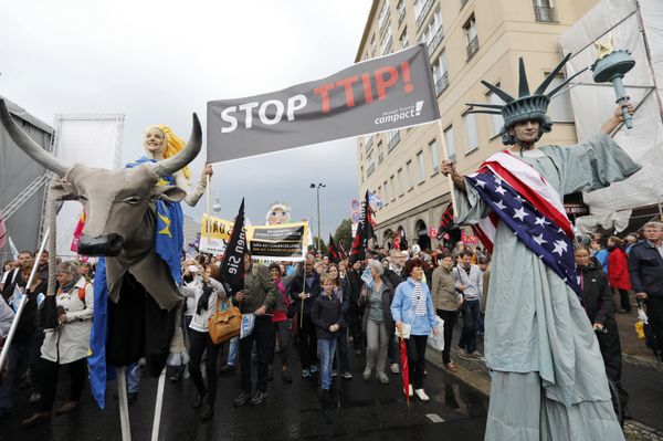 Consumer rights activists take part in a march to protest against the Transatlantic Trade and Investment Partnership (TTIP) and Comprehensive Economic and Trade Agreement (CETA) in Berlin, Germany Consumer rights activists take part in a march to protest against the Transatlantic Trade and Investment Partnership (TTIP) and Comprehensive Economic and Trade Agreement (CETA) in Berlin, Germany - Sputnik International