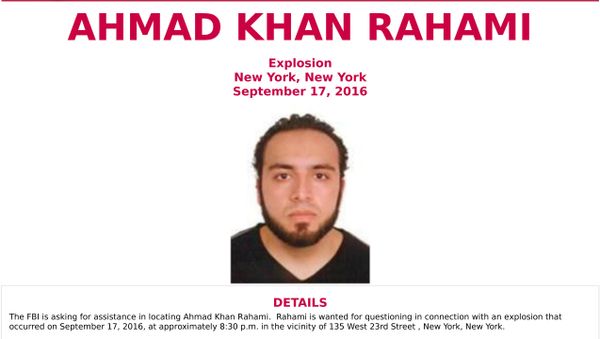 An image of Ahmad Khan Rahami, who is wanted for questioning in connection with an explosion in New York City, is seen in a a poster released by the Federal Bureau of Investigation (FBI) - Sputnik International