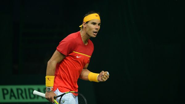 Spain's Rafael Nadal celebrates a point during his doubles tennis match with teammate Feliciano Lopez against India's Leander Peas and Saketh Myneni at the Davis Cup World Group tennis playoffs between Spain and India in New Delhi Spain's Rafael Nadal celebrates a point during his doubles tennis match with teammate Feliciano Lopez against India's Leander Peas and Saketh Myneni at the Davis Cup World Group tennis playoffs between Spain and India in New Delhi - Sputnik International