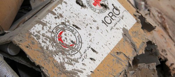 Damaged Red Cross and Red Crescent medical supplies lie inside a warehouse after an airstrike on the rebel held Urm al-Kubra town, western Aleppo city, Syria September 20, 2016. Damaged Red Cross and Red Crescent medical supplies lie inside a warehouse after an airstrike on the rebel held Urm al-Kubra town, western Aleppo city, Syria September 20, 2016. - Sputnik International