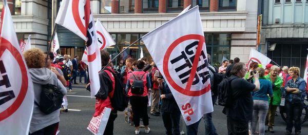 A Brussels protest  rally against the TTIP agreement between the EU and the US - Sputnik International