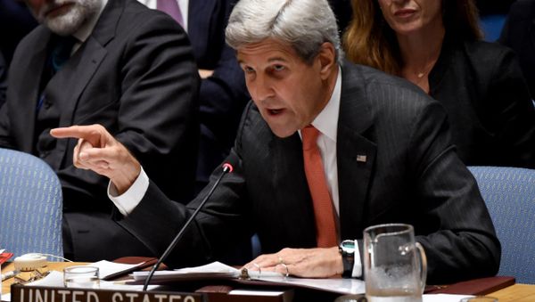 US Secretary of State John Kerry speaks during a Security Council Meeting September 21, 2016 on the situation in Syria at the United Nations in New York US Secretary of State John Kerry speaks during a Security Council Meeting September 21, 2016 on the situation in Syria at the United Nations in New York - Sputnik International