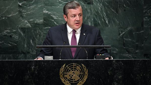 Georgia's Prime Minister Giorgi Kvirikashvili addresses the 71st session of United Nations General Assembly at the UN headquarters in New York on September 21, 2016 - Sputnik International