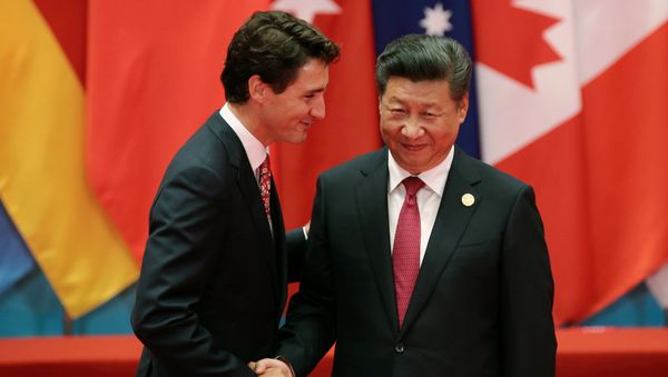 Chinese President Xi Jinping shakes hands with Canadian Prime Minister Justin Trudeau during the G20 Summit in Hangzhou, Zhejiang province, China September 4, 2016 Chinese President Xi Jinping shakes hands with Canadian Prime Minister Justin Trudeau during the G20 Summit in Hangzhou, Zhejiang province, China September 4, 2016 - Sputnik International