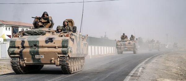 Turkish army tanks and armored personnel carriers move toward the Syrian border, in Karkamis, Turkey (File) Turkish army tanks and armored personnel carriers move toward the Syrian border, in Karkamis, Turkey (File) - Sputnik International