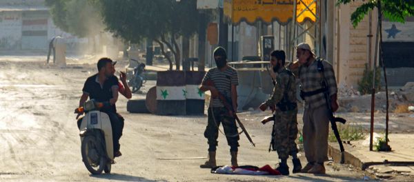 Terrorists from the Jund al-Aqsa group man a checkpoint in Taybat al Imam town after they advanced in the town in Hama province, Syria August 31, 2016 Terrorists from the Jund al-Aqsa group man a checkpoint in Taybat al Imam town after they advanced in the town in Hama province, Syria August 31, 2016 - Sputnik International
