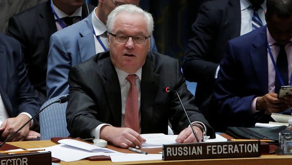 Russian Ambassador to the United Nations Vitaly Churkin addresses the United Nations Security Council during a high level meeting on Syria at the United Nations in Manhattan, New York, U.S Russian Ambassador to the United Nations Vitaly Churkin addresses the United Nations Security Council during a high level meeting on Syria at the United Nations in Manhattan, New York, U.S - Sputnik International