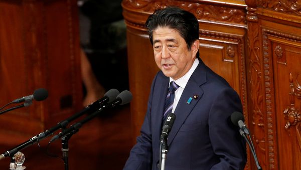 Japanese Prime Minister Shinzo Abe gives an address at the start of the new parliament session at the lower house of parliament in Tokyo, Japan Japanese Prime Minister Shinzo Abe gives an address at the start of the new parliament session at the lower house of parliament in Tokyo, Japan - Sputnik International