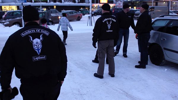 A group of men calling themselves the ‘Soldiers of Odin’ are pictured on February 5, 2016 in Kemi, northern Finland. Fierce-looking men calling themselves the Soldiers of Odin patrol Finnish streets claiming to protect locals from asylum seekers - Sputnik International