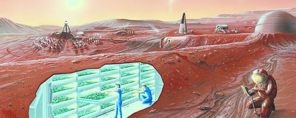 An artist's conception of a human Mars base, with a cutaway revealing an interior horticultural area - Sputnik International