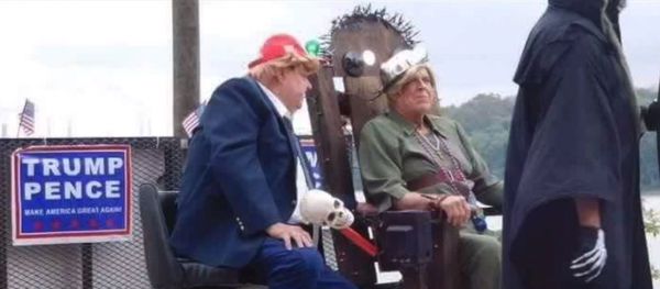 Float Depicting Trump About To Execute Hillary Clinton, Aurora, Indiana Float Depicting Trump About To Execute Hillary Clinton, Aurora, Indiana - Sputnik International