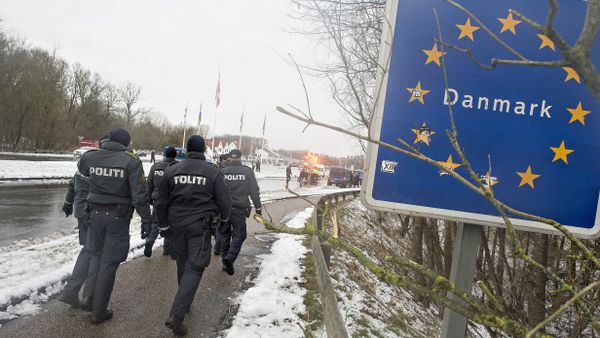 Police officers walk at the Danish-German border in Krusaa, Denmark Police officers walk at the Danish-German border in Krusaa, Denmark - Sputnik International