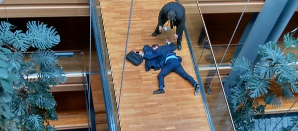A still image taken from video shows a man, believed to be UK Independence Party (UKIP) Member of the European Parliament (MEP) Steven Woolfe, face down on a floor at the European Parliament in Strasbourg, France, October 6, 2016. - Sputnik International