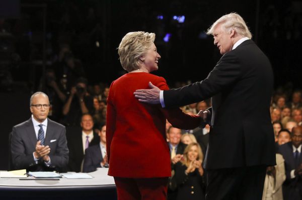 In this September 26, 2016 file photo, Democratic presidential nominee Hillary Clinton and Republican presidential nominee Donald Trump shake hands during the presidential debate at Hofstra University in Hempstead, New York. In this September 26, 2016 file photo, Democratic presidential nominee Hillary Clinton and Republican presidential nominee Donald Trump shake hands during the presidential debate at Hofstra University in Hempstead, New York. - Sputnik International