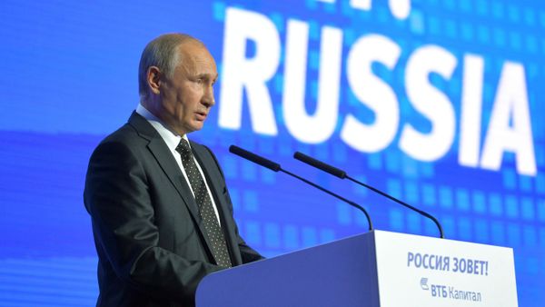 October 12, 2016. Russian President Vladimir Putin addresses the plenary session Preserving Responsibility. Expanding Opportunities of the 8th annual Russia Calling! Investment Forum organized by VTB Capital at the World Trade Center in Moscow. October 12, 2016. Russian President Vladimir Putin addresses the plenary session Preserving Responsibility. Expanding Opportunities of the 8th annual Russia Calling! Investment Forum organized by VTB Capital at the World Trade Center in Moscow. - Sputnik International