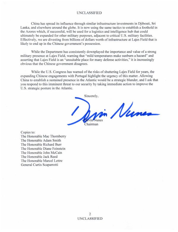 Nunes' letter to Ashton Carter obtained by Sputnik Nunes' letter to Ashton Carter obtained by Sputnik - Sputnik International