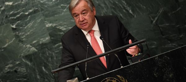 UN Secretary-General-designate Antonio Guterres speaks during the ceremony for the appointment of the Secretary-General during the 70th session of the General Assembly October 13, 2016 at the United Nations in New York - Sputnik International