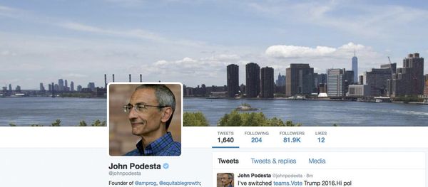This is screen image of the website of the Twitter verified account of Hillary Clinton campaign chairman John Podesta This is screen image of the website of the Twitter verified account of Hillary Clinton campaign chairman John Podesta - Sputnik International