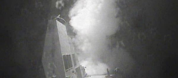 In this Thursday Oct. 13 photo released by US Navy, the guided missile destroyer USS Nitze (DDG 94) launches a strike against coastal sites in Houthi-controlled territory on Yemen's Red Sea coast In this Thursday Oct. 13 photo released by US Navy, the guided missile destroyer USS Nitze (DDG 94) launches a strike against coastal sites in Houthi-controlled territory on Yemen's Red Sea coast - Sputnik International