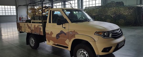 Military-use UAZ Patriot equipped with 2B11 mortar Military-use UAZ Patriot equipped with 2B11 mortar - Sputnik International