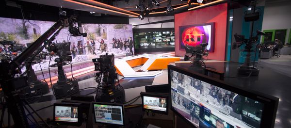 An RT newsroom during a live program in English. file photo - Sputnik International