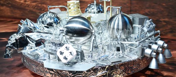 A model of Schiaparelli· the mars landing device , is on display at the European Space Agency, ESA, in Darmstadt, Germany A model of Schiaparelli· the mars landing device , is on display at the European Space Agency, ESA, in Darmstadt, Germany - Sputnik International