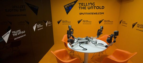 Sputnik International Information Agency stand Sputnik International Information Agency stand - Sputnik International